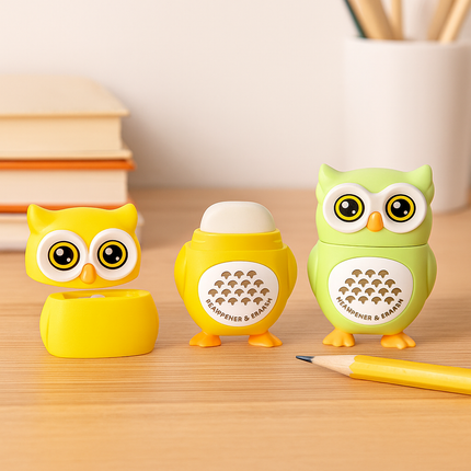 Kiqoo Owl Sharpener & Eraser 🦉✨