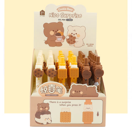 Cookie Bear Pen Set – Cute Dessert-Inspired Stationery 🍪🐻✏️