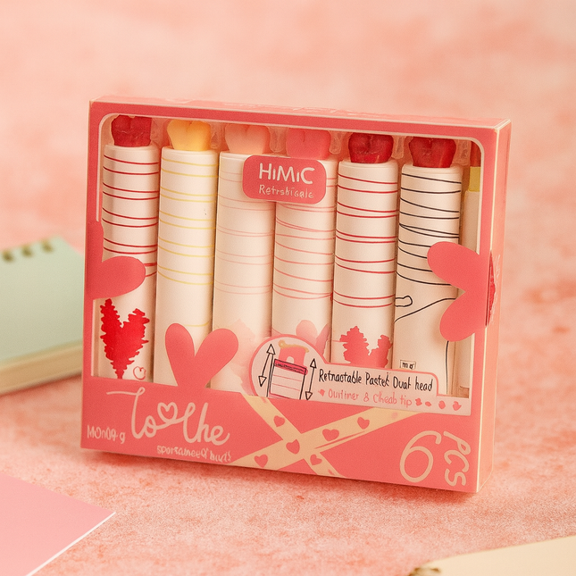 Kiqoo PeachyHearts Highlighters (6 pcs) 💖🖍️